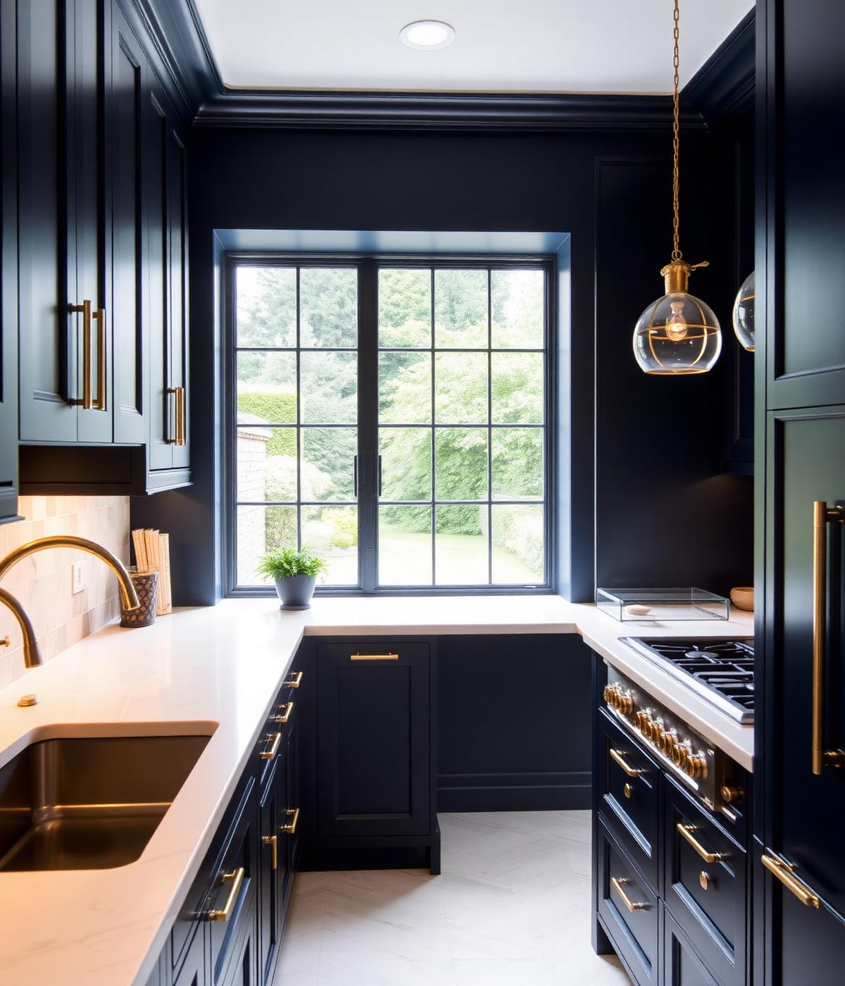 Navy Galley Kitchen